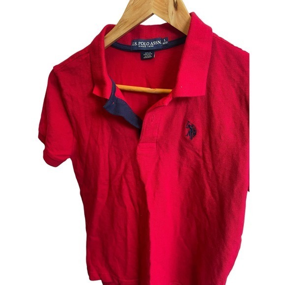 U.S. Polo Assen. Red Button Collard Short‎ Sleeve Shirt, Boys Large (10-12) - Picture 5 of 8